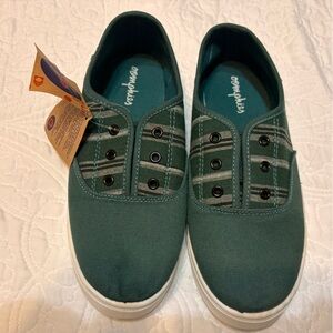 Oomphies Green Canvas Striped Slip On